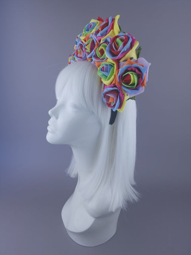 Rainbow Roses Headdress - SAMPLE