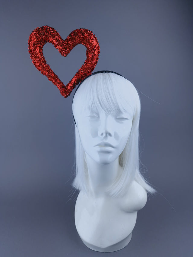 "Valentina" Red Glitter Heart Headdress