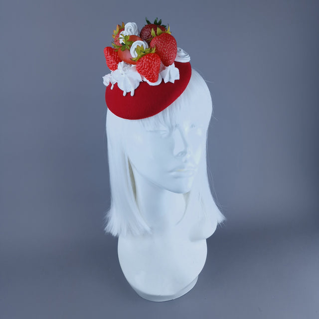 "Fragaria'" Strawberries & Cream Food Fascinator Hat