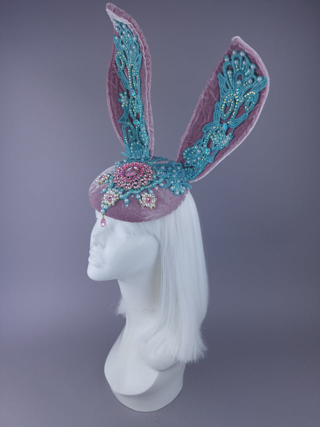 Pearls & Swine: Pink & Blue Bunny Rabbit Ear Fascinator Hat
