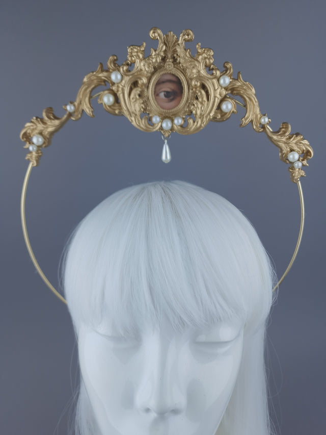 Pearls & Swine: Framed Third Eye Filigree Halo Headdress "Lover's Eye"