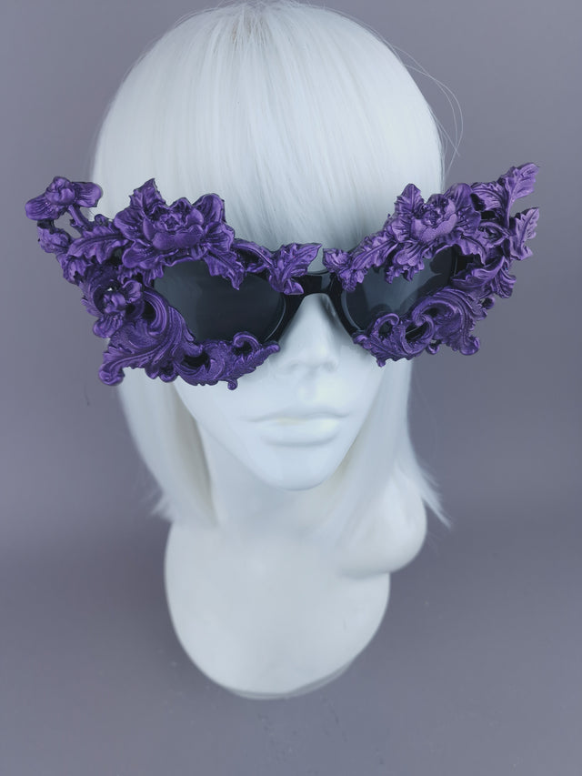 Pearls & Swine: Purple Filigree Cat Eye Sunglasses "Lamia"