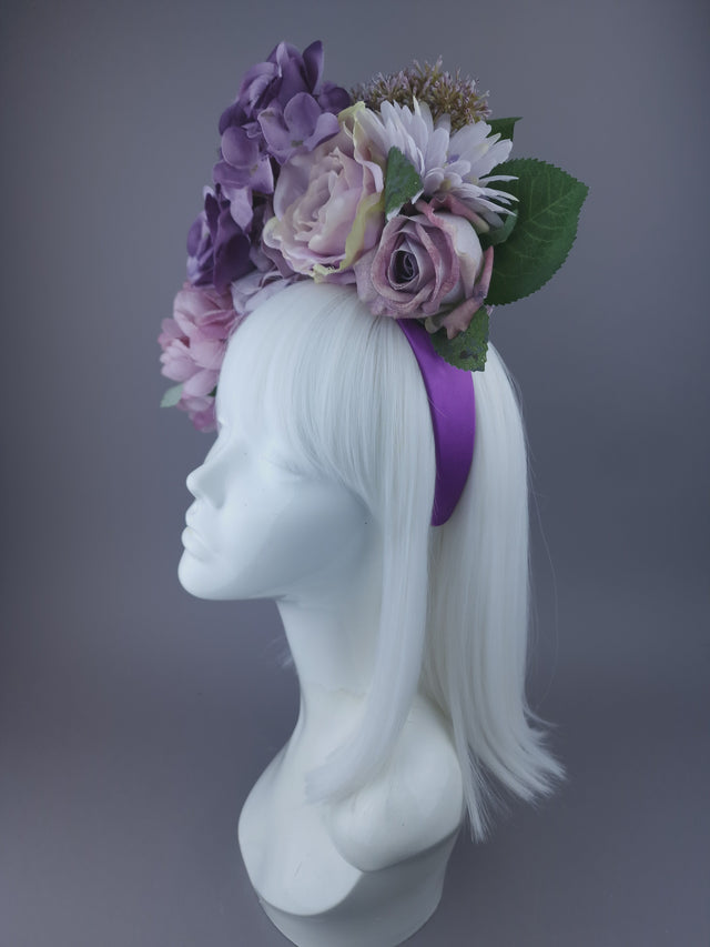 Pearls & Swine Headdress Purple Floral Flower
