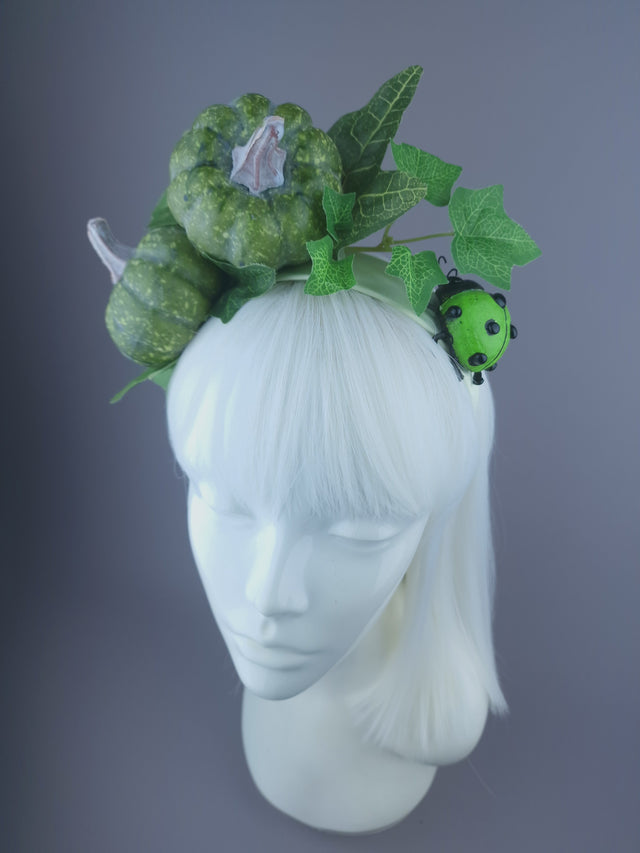 Pearls & Swine: Autumnal Headdress with Ladybird & Green Pumpkin "Snug"