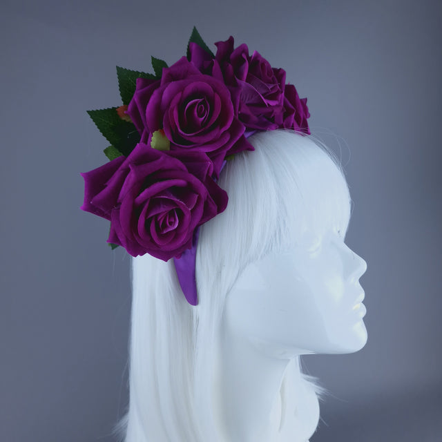 "Cerise" Pink Rose Flower Headdress & Neckpiece