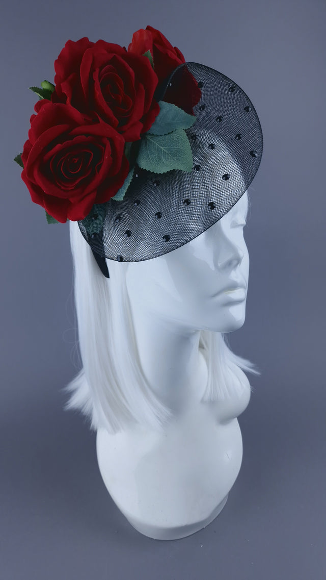 "Doris" Roses & Veil Headdress