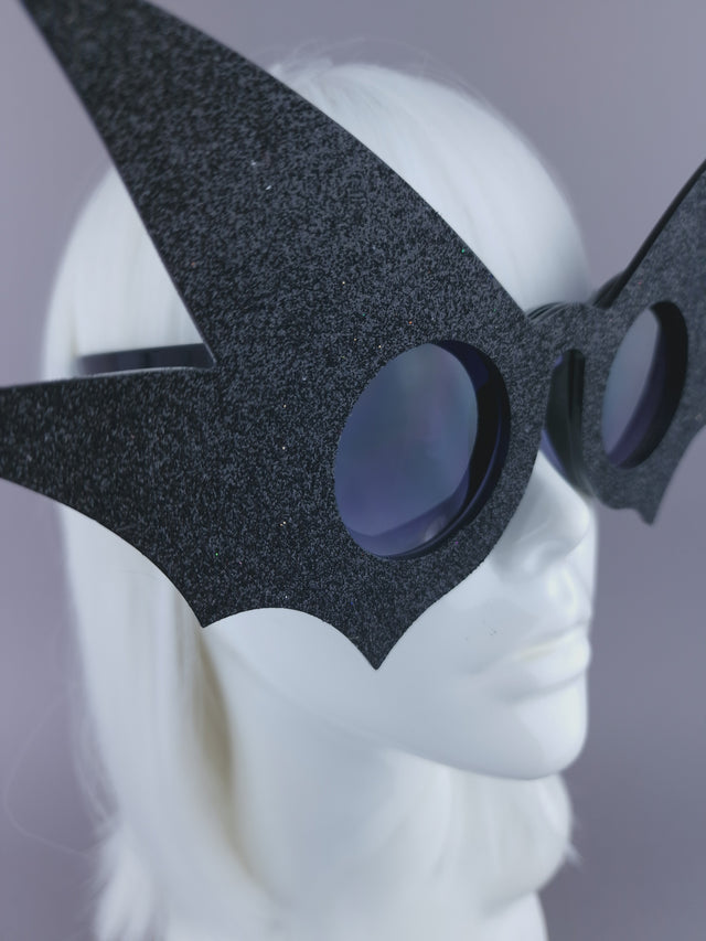 "Nerezza" Oversized Black Glitter Sunglasses