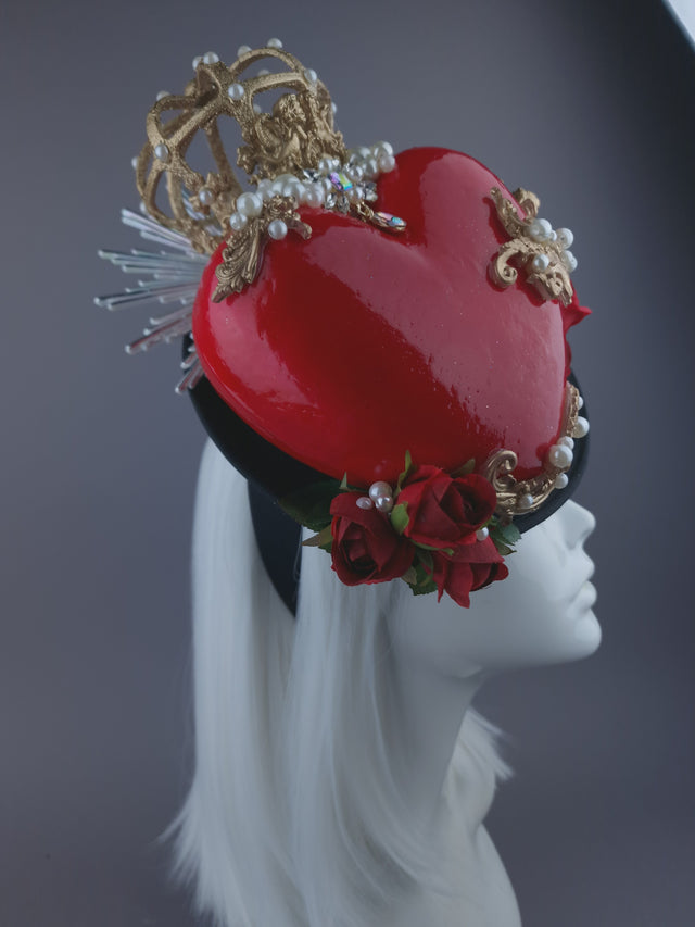Pearls & Swine: Hat Red Sacred Heart, Cherub & Roses