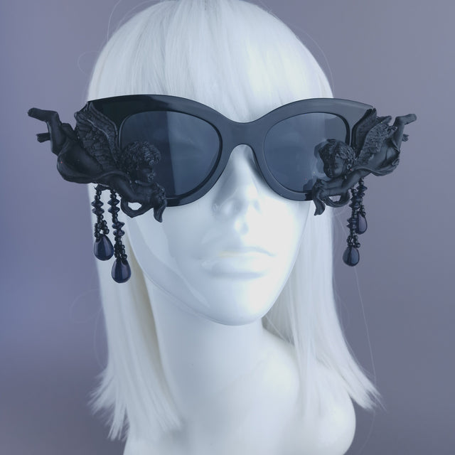 "Astarte" Black Cherub Angel & Beading Sunglasses