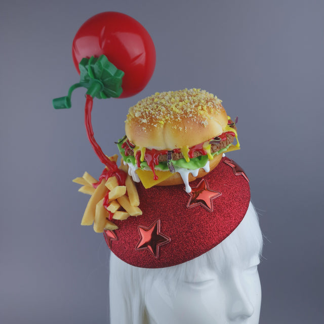 "Royale with Cheese" Burger & Chips Food Fascinator Hat Headdress