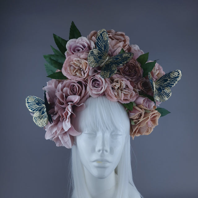 "Villa" Dusky Pink with Butterfly Headdress