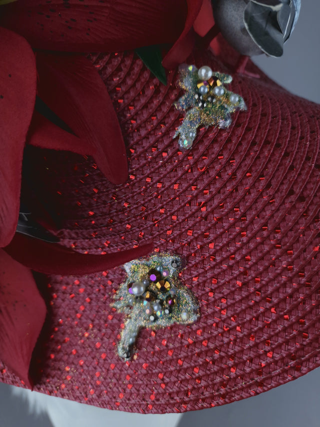 "Curses" Kitsch Glitter Pigeon Poop Red Fascinator Hat