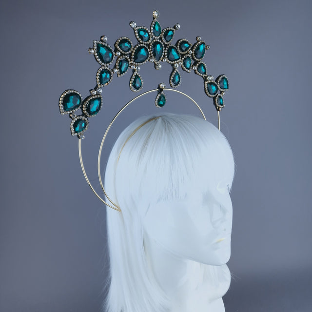Teal Green Jewel Halo Headdress