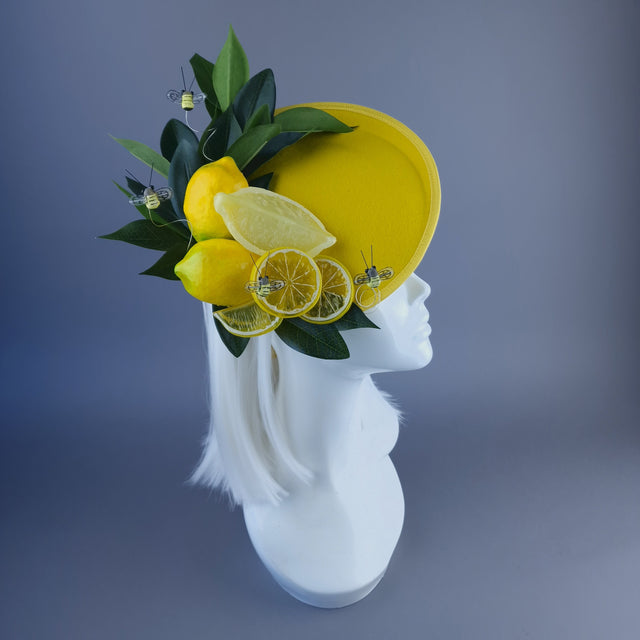 "Ludo" Yellow Lemon & Bees Fascinator Hat