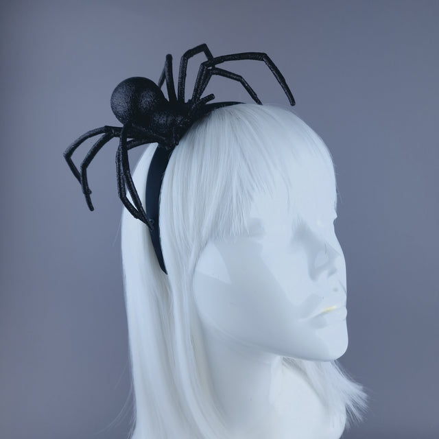"Charlotte" Black Glitter Spider Headpiece