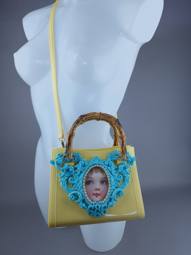 "Baby" Pastel Blue & Yellow Filigree Handbag