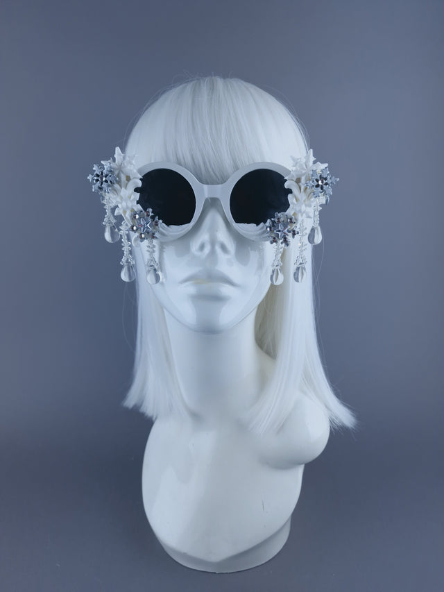 "Neve" White Snow Flake Jewel Sunglasses