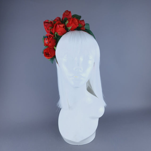 "Ladybug" Red Rose & Ladybird Flower Headdress