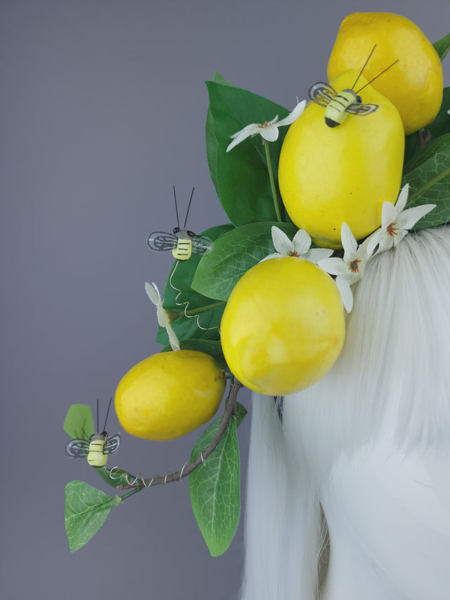 Yellow Lemons & Bees Headpiece "Joy"