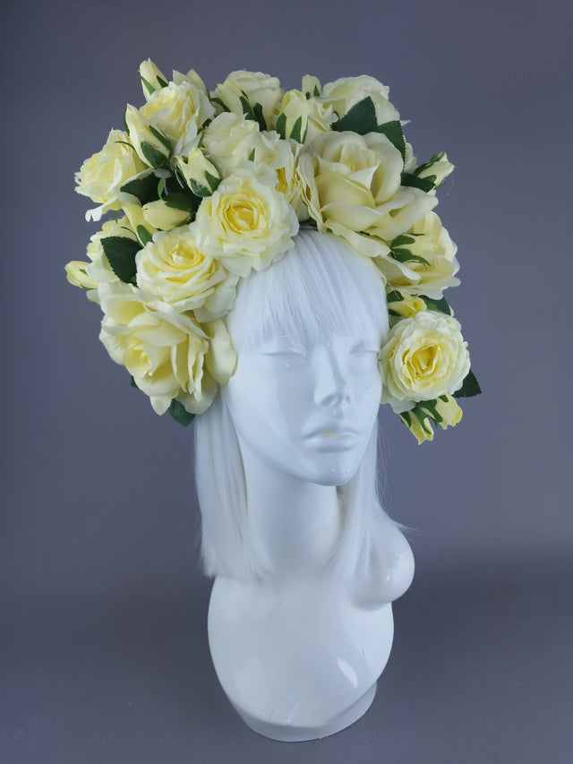 "Lili" Pastel Lemon Yellow Flower Headdress