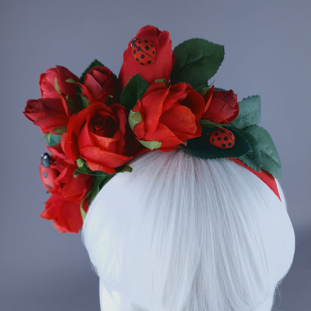 "Ladybug" Red Rose & Ladybird Flower Headdress