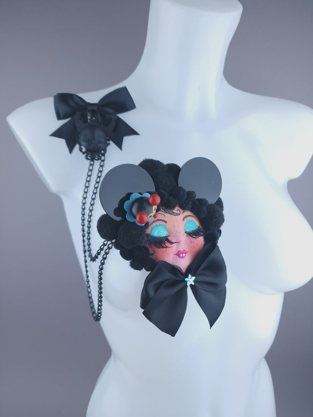 Black Ear Dollface Necklace Brooch Jewellery