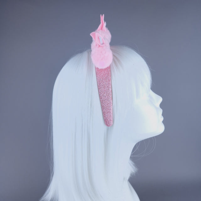 "Pompom" Pink Bunny Rabbit Glitter Headband
