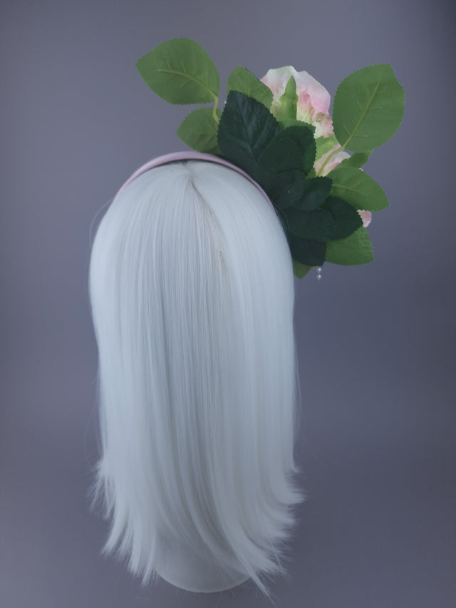 Pearls & Swine: Pink Rose & Pearl Flower Headdress "Fufu"