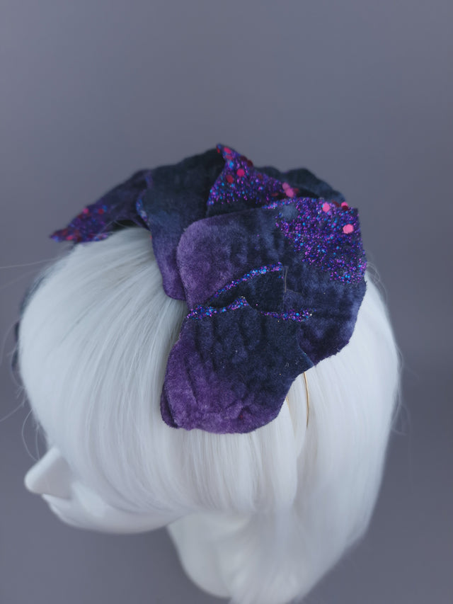 "Baxter" Purple Vintage Inspired Velvet Leaf Headdress