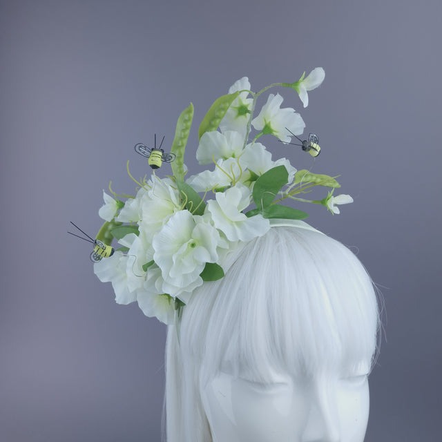 "Sweetpea" Sweet Pea Flowers, Pods & Bees Headdress