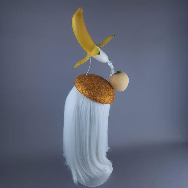 "Peaches & Cream" Glittered Banana Food Fascinator Hat