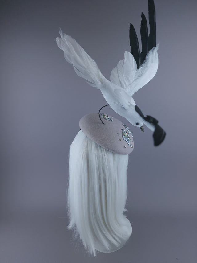 Pearls & Swine: Kitsch Glitter Seagull Poop Fascinator Hat "Mierda"