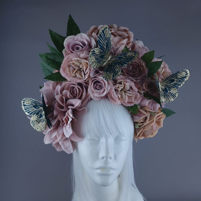 "Villa" Dusky Pink with Butterfly Headdress