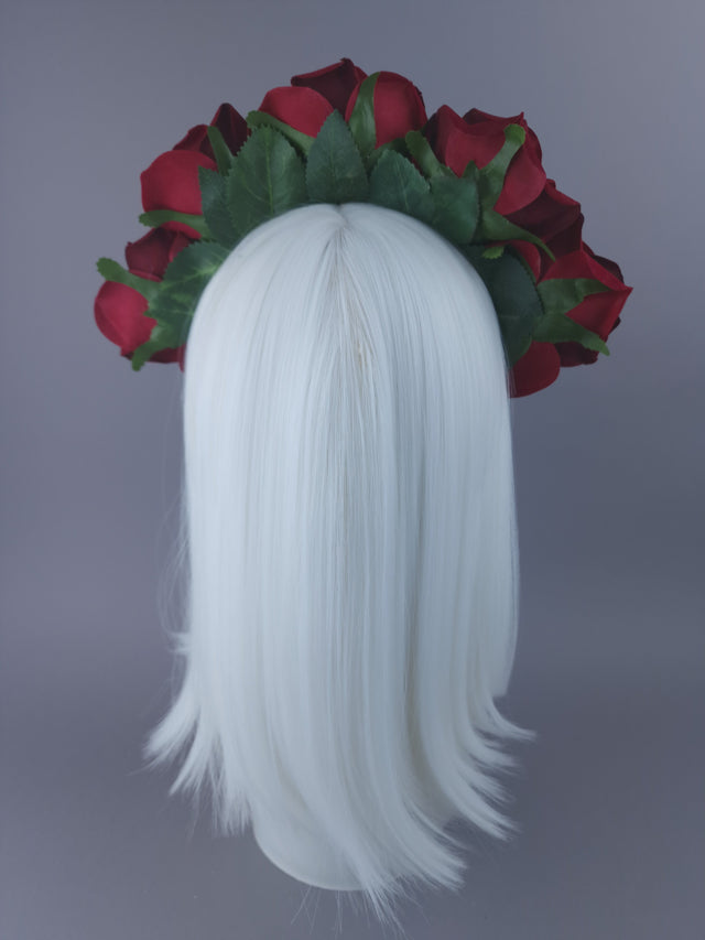 SAMPLE! Red Rose Flower Headdress & Neckpiece