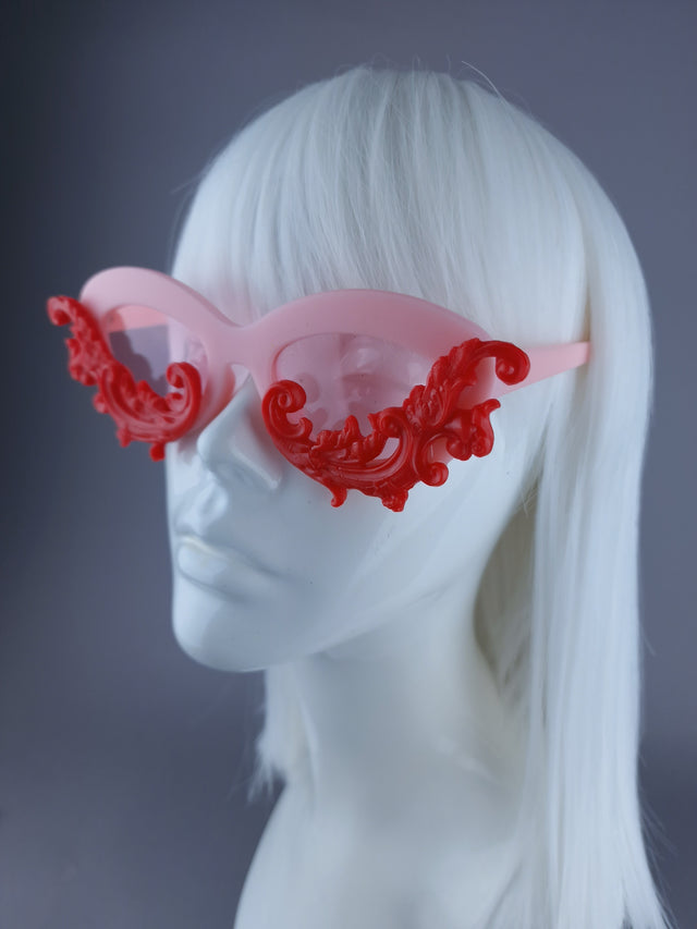 SAMPLE! Pink & Red Cateye Sunglasses