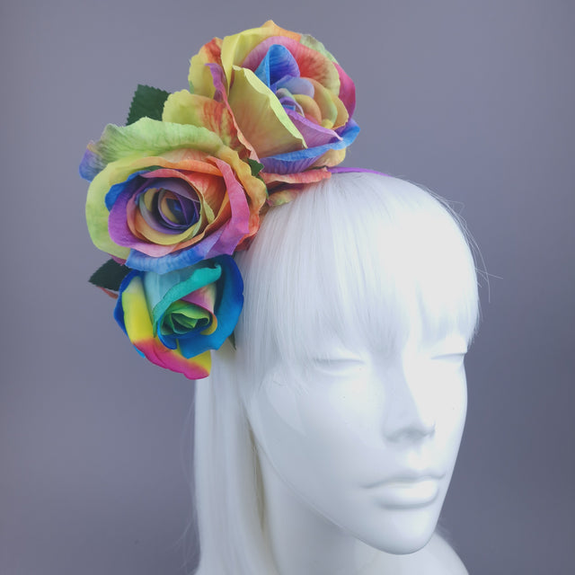 Pearls & Swine: Pride Rainbow Rose Flower Headdress "Sappho"