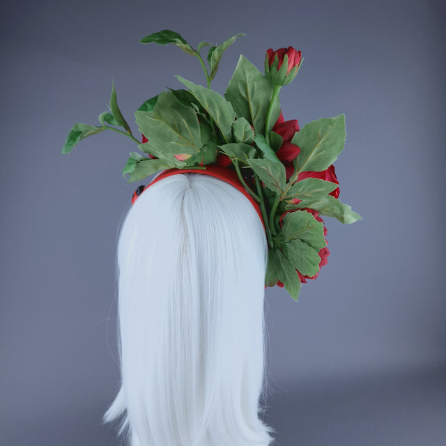 "Buggg" Red Rose & Ladybird Flower Headdress