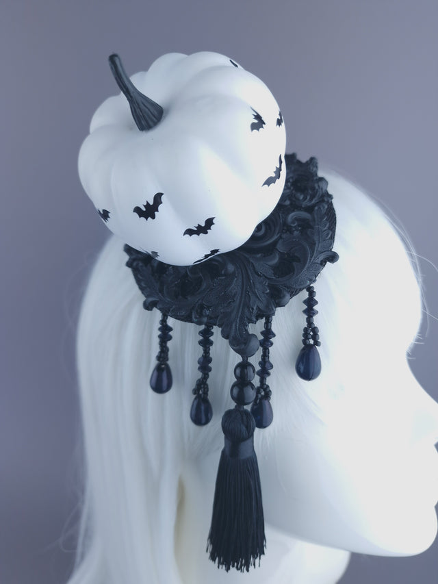 "Empusa" Mini Pumpkin, Filigree & Tassle Fascinator