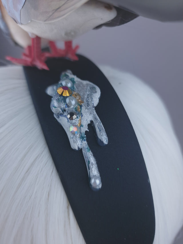 Pearls & Swine: Whimsical Pigeons in Love Headband "Wabi-Sabi"