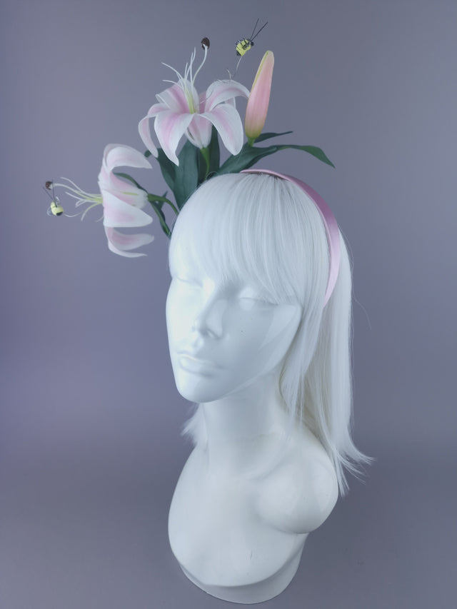"Summa" Pastel Pink Flower & Bees Headdress