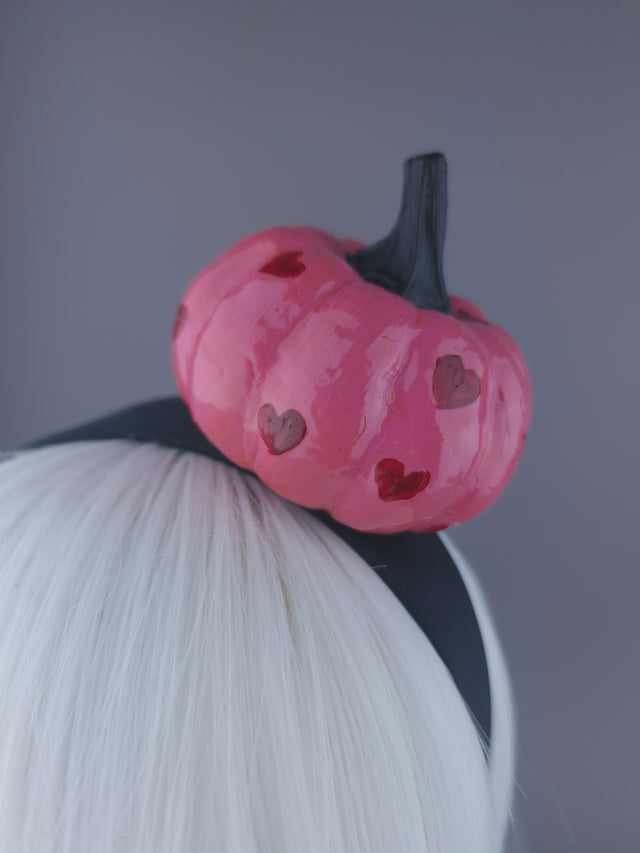 Pink Heart Pumpkin Headpiece