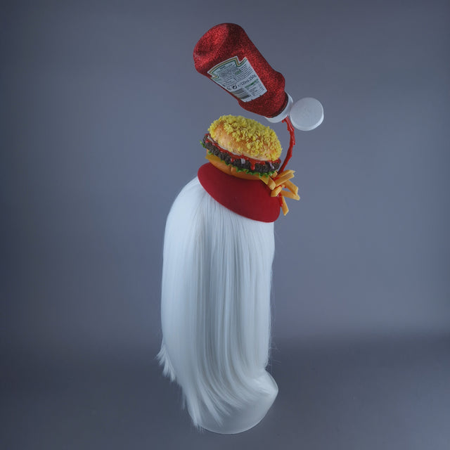 "Munchies" Burger & Chips Food Fascinator Hat Headdress