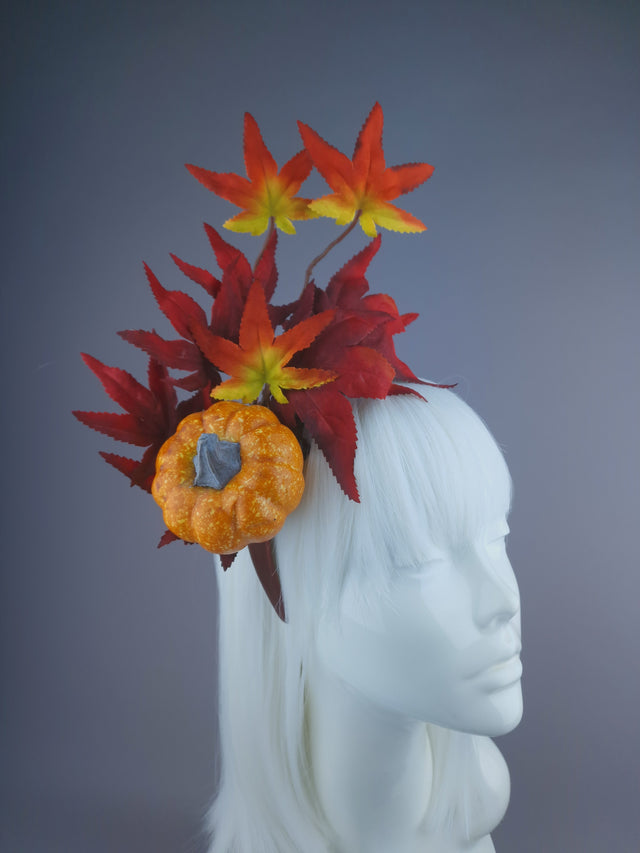 Pearls & Swine: Autumnal Headdress with Leaves & Pumpkin "Spice"