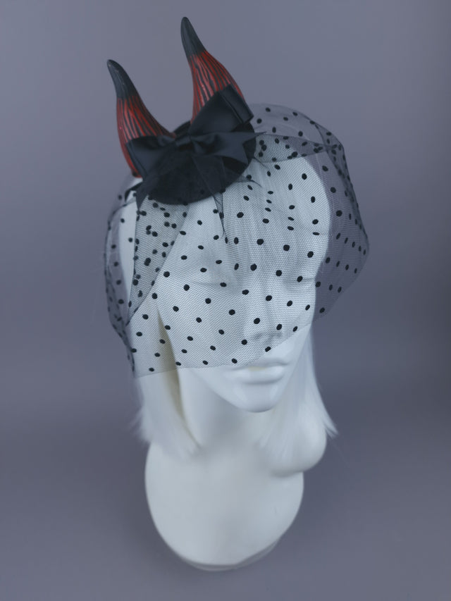 "Osiris" Devil Horn & Veil Mini Fascinator