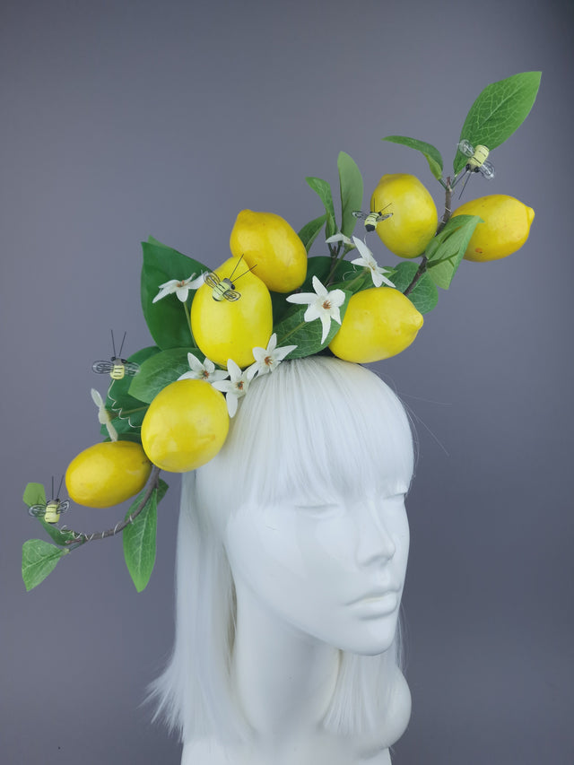 Yellow Lemons & Bees Headpiece "Joy"