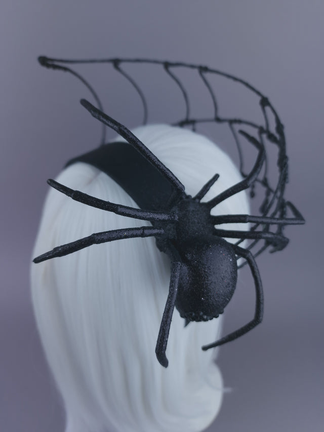 Pearls & Swine: Maximalist Spider & Web Headdress "Capture"