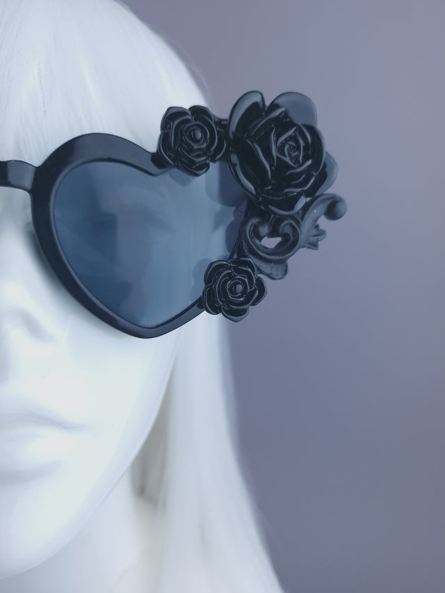 SPECIAL OFFER Black Roses Heart Shaped Sunglasses