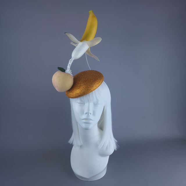 "Peaches & Cream" Glittered Banana Food Fascinator Hat