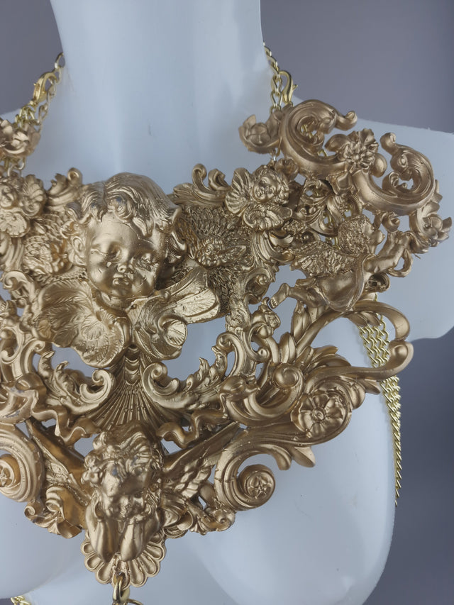 "Celestina" Gold Cherub & Filigree Harness Body Jewellery.