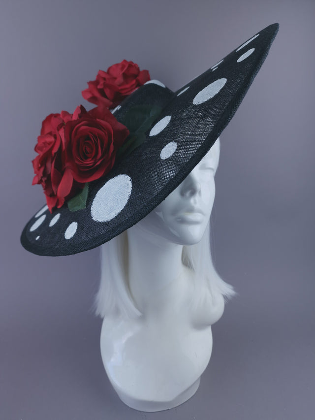 Pearls & Swine: Statement Red Rose Polka Dot Hat